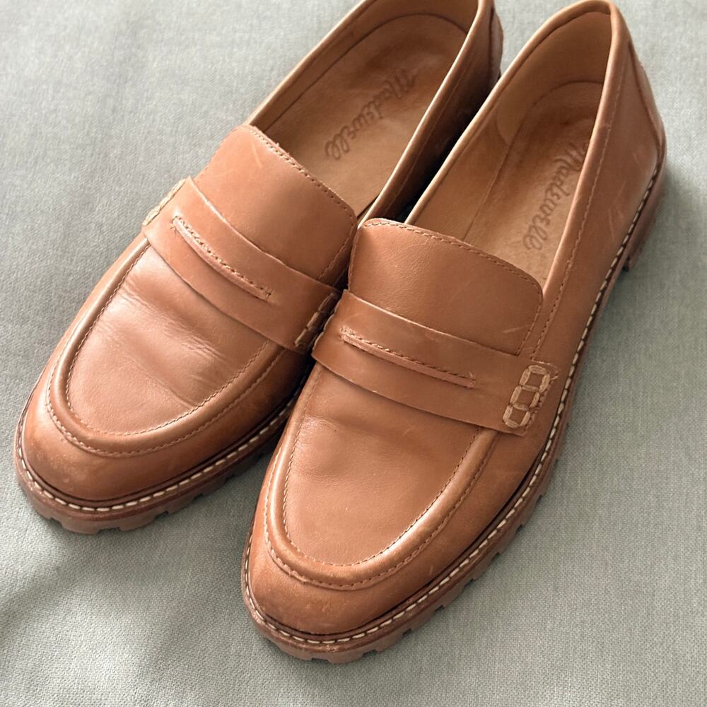 Madewell Corinne Lugsole Loafers 7.5 Maple Leather Penny DarkAcademia Preppy